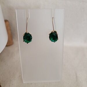 Emerald Green Drop Earrings Gold Tone Dangle‎ Hook Earrings Women Jewelry
